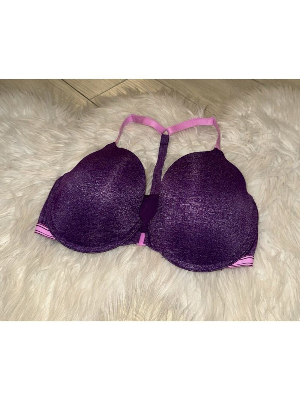 Victorias Secret Racerback Semi Demi Bra Front Close UW Womens 34DD Purple
